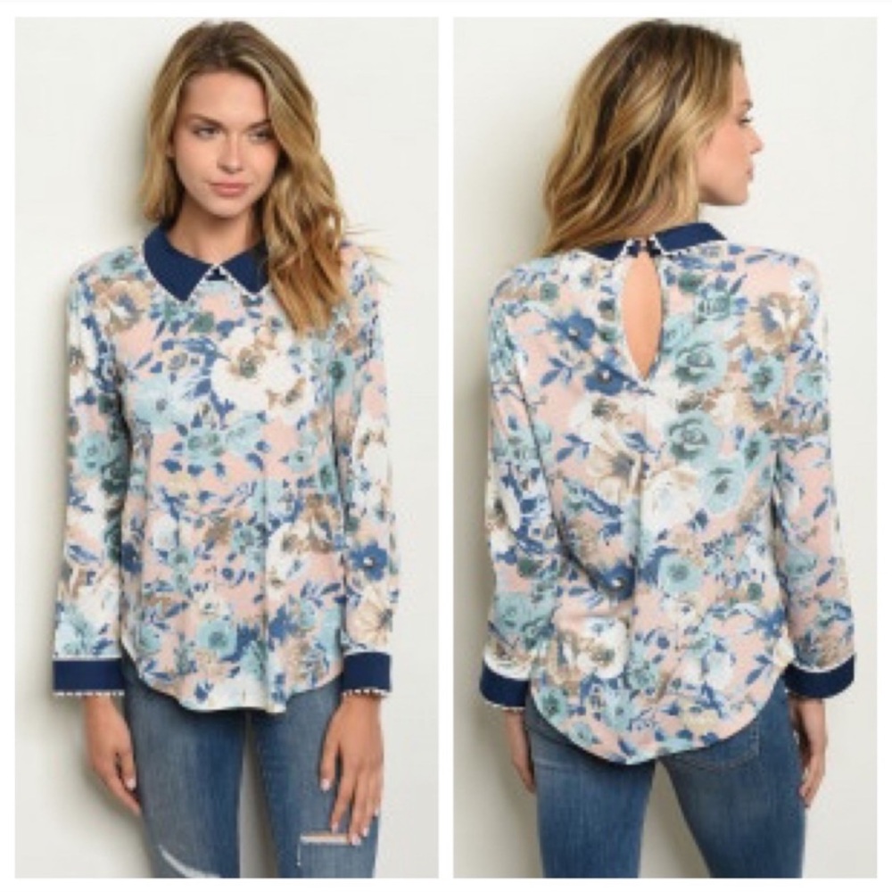 Peach Floral Boutique Top!